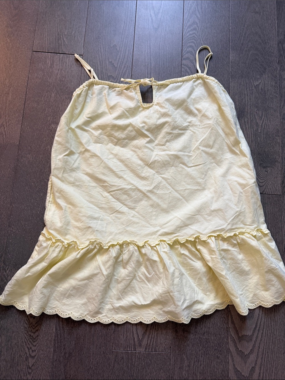 Sunday Best Pale Yellow Ruffle-Hem Mini Dress